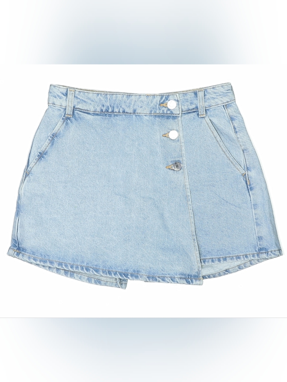 Zara Light Blue Denim Wrap Shorts